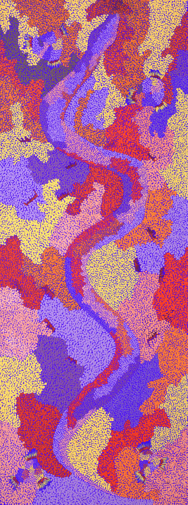 Aboriginal Artwork by Francis Marshall, Wanampi Tjukurrpa (Snake Dreaming), 122x46cm