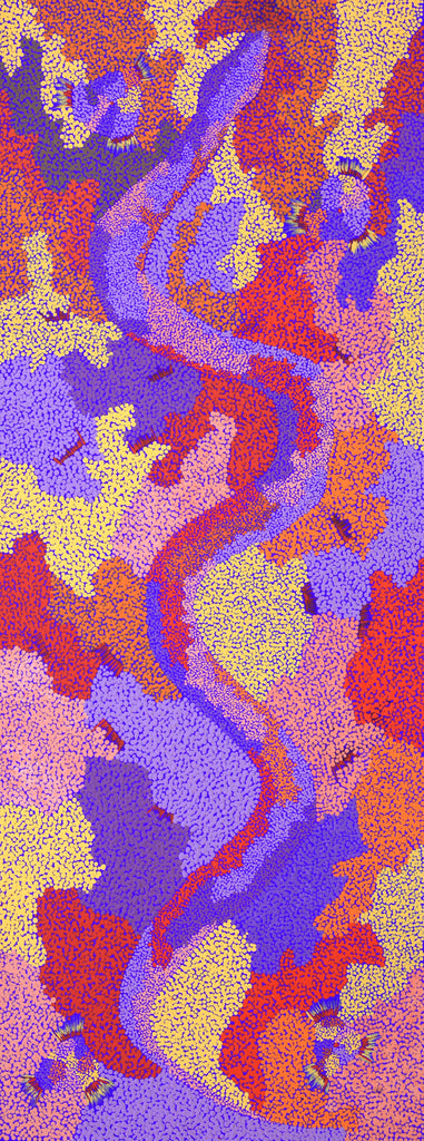 Aboriginal Artwork by Francis Marshall, Wanampi Tjukurrpa (Snake Dreaming), 122x46cm