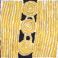 Aboriginal Artwork by Frank Japanangka, Ngapa Jukurrpa (Water Dreaming) - Puyurru, 46x46cm