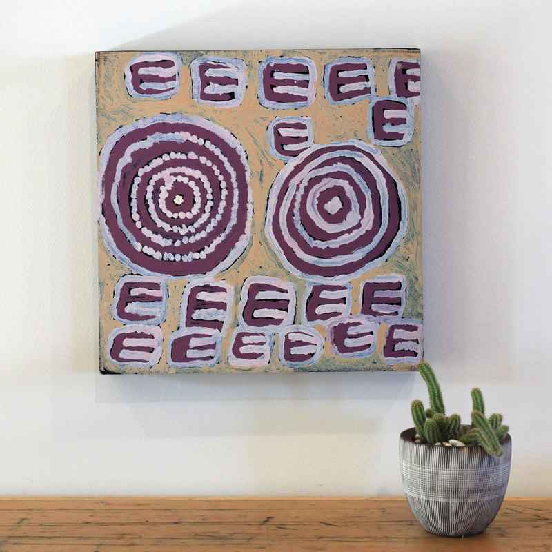 Aboriginal Artwork by Frank Japanangka, Janganpa Jukurrpa, 30x30cm