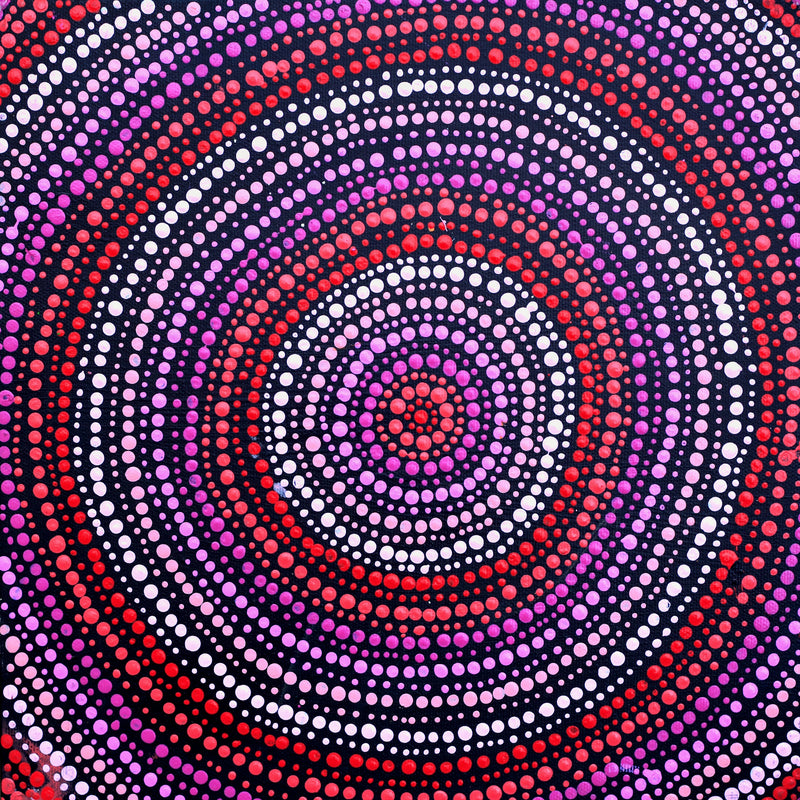 Aboriginal Artwork by Frankie Jangala Brown, Warlukurlangu Jukurrpa (Fire country Dreaming), 30x30cm