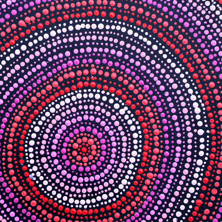 Aboriginal Artwork by Frankie Jangala Brown, Warlukurlangu Jukurrpa (Fire country Dreaming), 30x30cm
