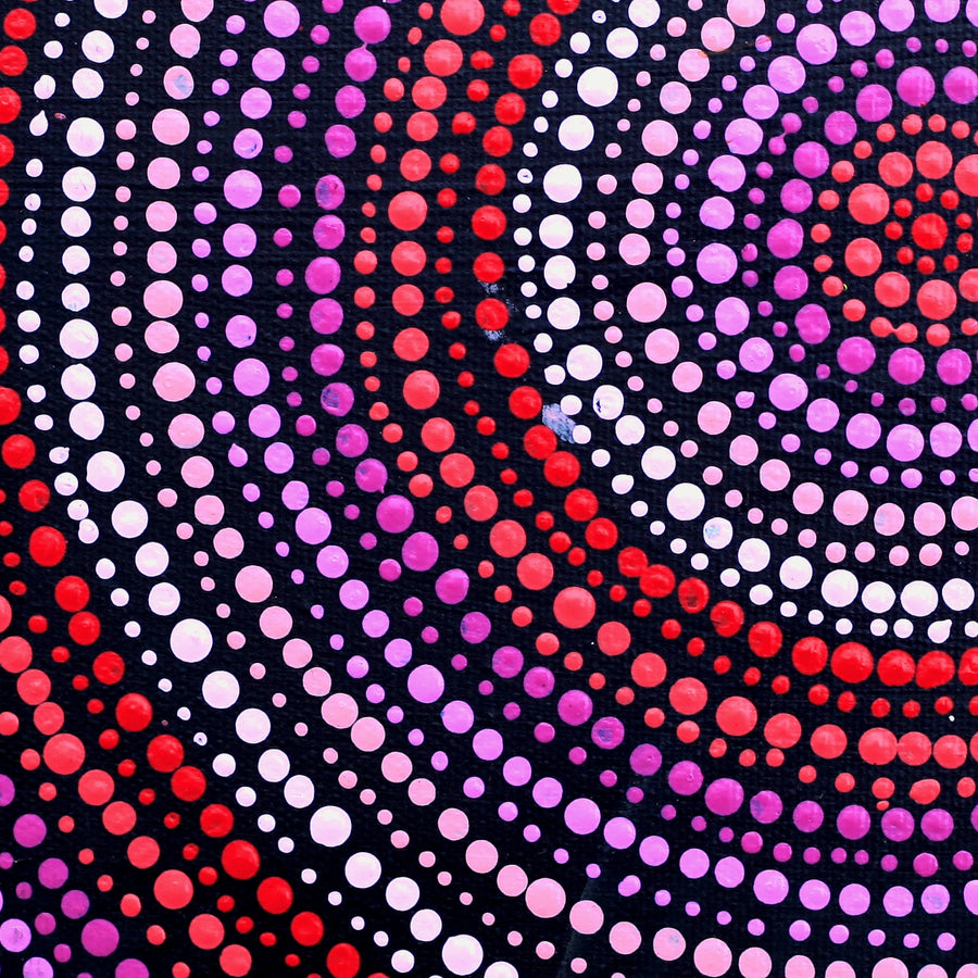 Aboriginal Artwork by Frankie Jangala Brown, Warlukurlangu Jukurrpa (Fire country Dreaming), 30x30cm