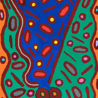 Aboriginal Artwork by Freda Napaljarri Jurrah, Witi Jukurrpa (Ceremonial Pole Dreaming) - Yanjirlpiri, 122x46cm