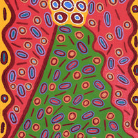 Aboriginal Artwork by Freda Napaljarri Jurrah, Witi Jukurrpa (Ceremonial Pole Dreaming) - Jirla, 122x61cm