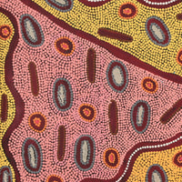 Aboriginal Artwork by Freda Napaljarri Jurrah, Witi Jukurrpa (Ceremonial Pole Dreaming) - Jirla, 122x61cm