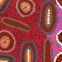 Aboriginal Artwork by Freda Napaljarri Jurrah, Witi Jukurrpa (Ceremonial Pole Dreaming) - Yanjirlpiri, 61x61cm