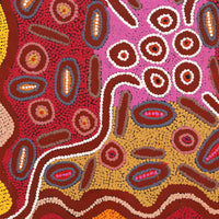 Aboriginal Art by Freda Napaljarri Jurrah, Witi Jukurrpa (Ceremonial Pole Dreaming) - Yanjirlpiri, 61x61cm - ART ARK®