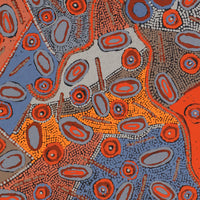 Aboriginal Artwork by Freda Napaljarri Jurrah, Witi Jukurrpa (Ceremonial Pole Dreaming) - Yanjirlpiri, 76x46cm