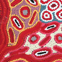 Aboriginal Artwork by Freda Napaljarri Jurrah, Witi Jukurrpa (Ceremonial Pole Dreaming) - Jirla, 30x30cm