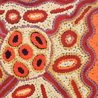 Aboriginal Artwork by Freda Napaljarri Jurrah, Witi Jukurrpa (Ceremonial Pole Dreaming) - Jirla, 30x30cm