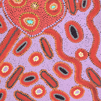 Aboriginal Artwork by Freda Napaljarri Jurrah, Witi Jukurrpa (Ceremonial Pole Dreaming) - Jirla, 61x46cm