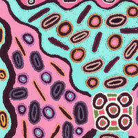 Aboriginal Artwork by Freda Napaljarri Jurrah, Witi Jukurrpa (Ceremonial Pole Dreaming) - Jirla, 61x61cm