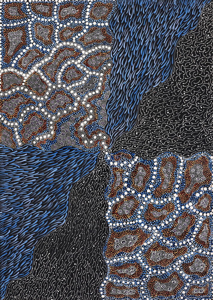 Aboriginal Artwork by Grace Napangardi Butcher, Pikilyi Jukurrpa (Vaughan Springs Dreaming), 107x76cm