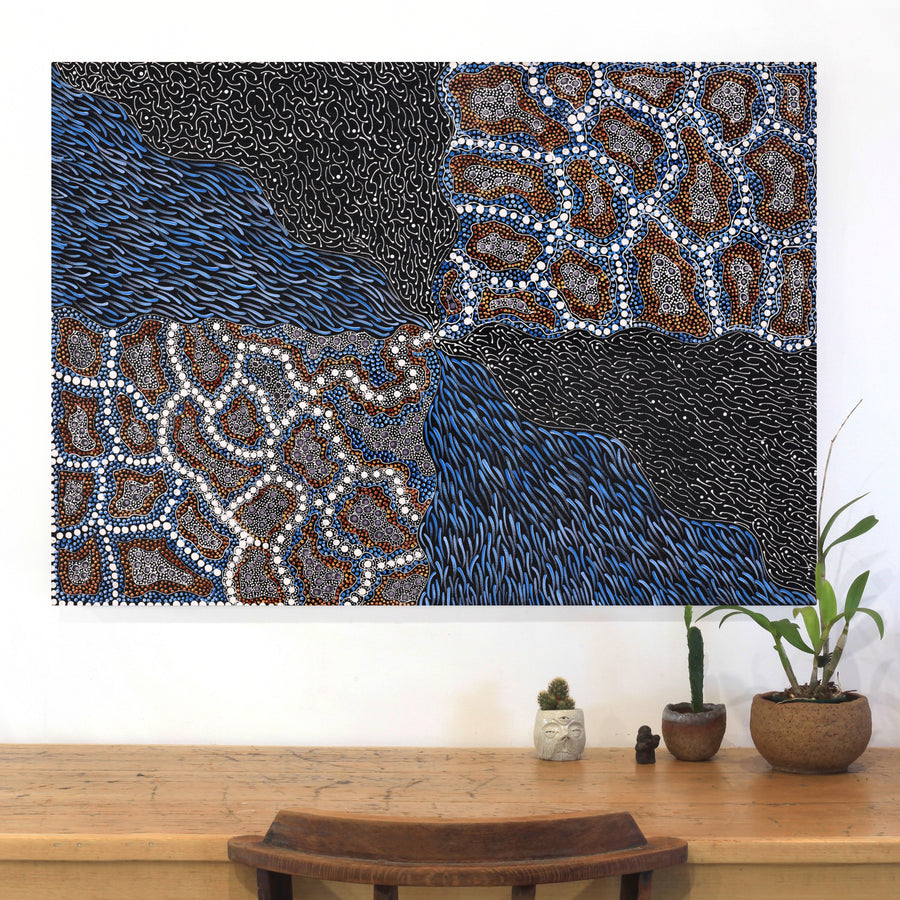 Aboriginal Artwork by Grace Napangardi Butcher, Pikilyi Jukurrpa (Vaughan Springs Dreaming), 107x76cm