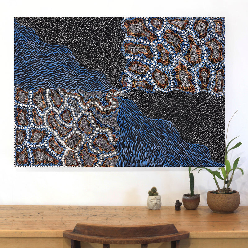 Aboriginal Artwork by Grace Napangardi Butcher, Pikilyi Jukurrpa (Vaughan Springs Dreaming), 107x76cm