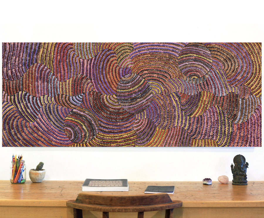 Aboriginal Artwork by Grace Napangardi Butcher, Pikilyi Jukurrpa (Vaughan Springs Dreaming), 152x61cm