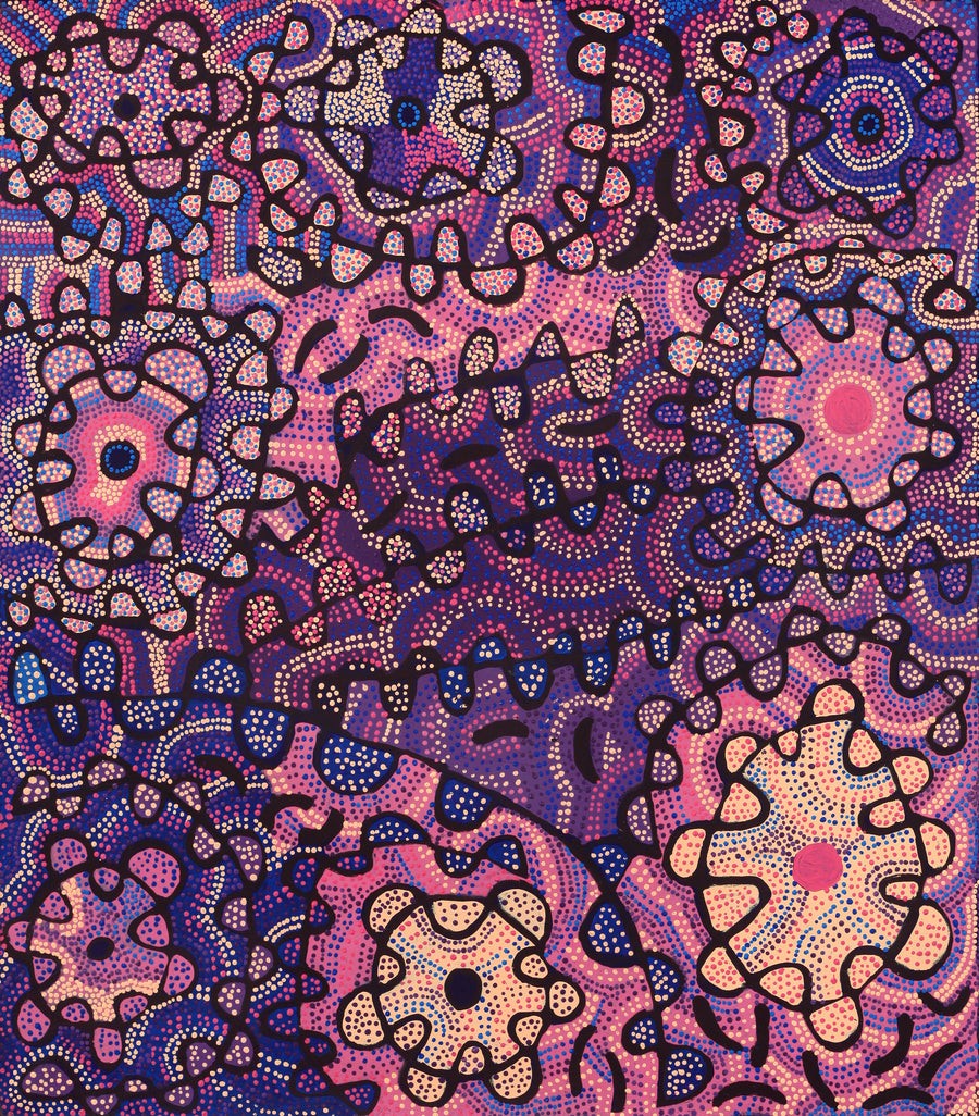 Aboriginal Artwork by Gayle Napangardi Gibson, Mina Mina Jukurrpa - Ngalyipi, 122x107cm