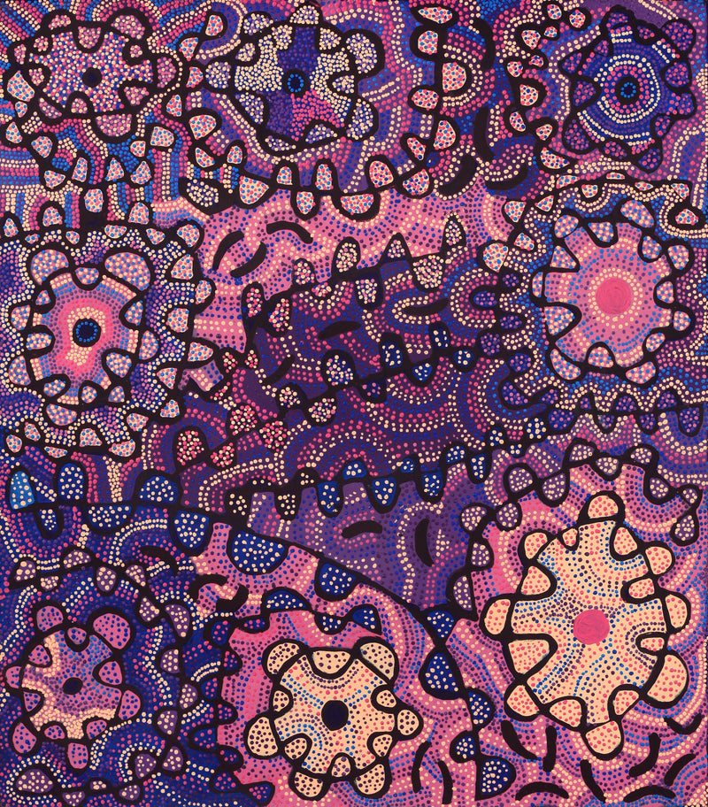 Aboriginal Artwork by Gayle Napangardi Gibson, Mina Mina Jukurrpa - Ngalyipi, 122x107cm