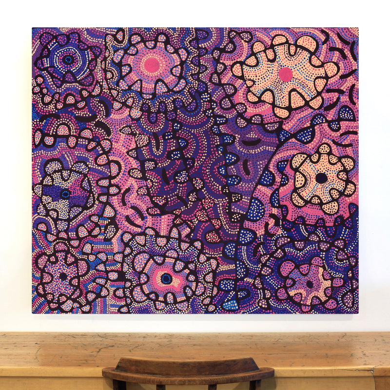 Aboriginal Artwork by Gayle Napangardi Gibson, Mina Mina Jukurrpa - Ngalyipi, 122x107cm