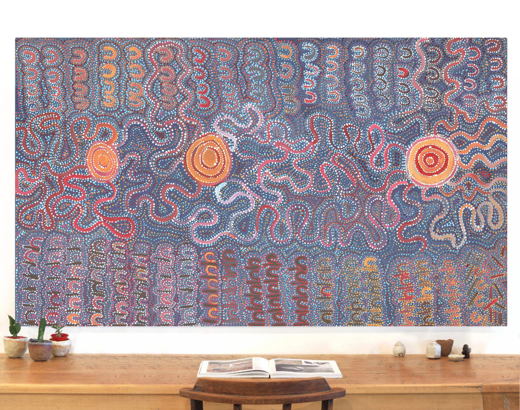 Aboriginal Artwork by Gayle Napangardi Gibson, Mina Mina Jukurrpa - Ngalyipi, 182x107cm
