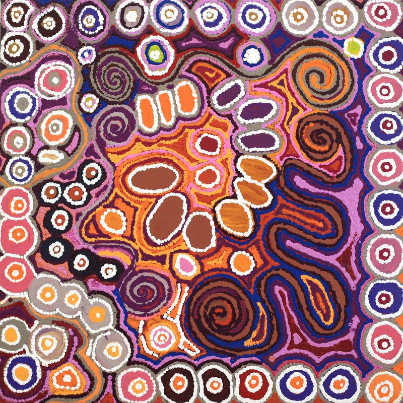 Aboriginal Artwork by Gayle Napangardi Gibson, Mina Mina Jukurrpa - Ngalyipi, 76x76cm