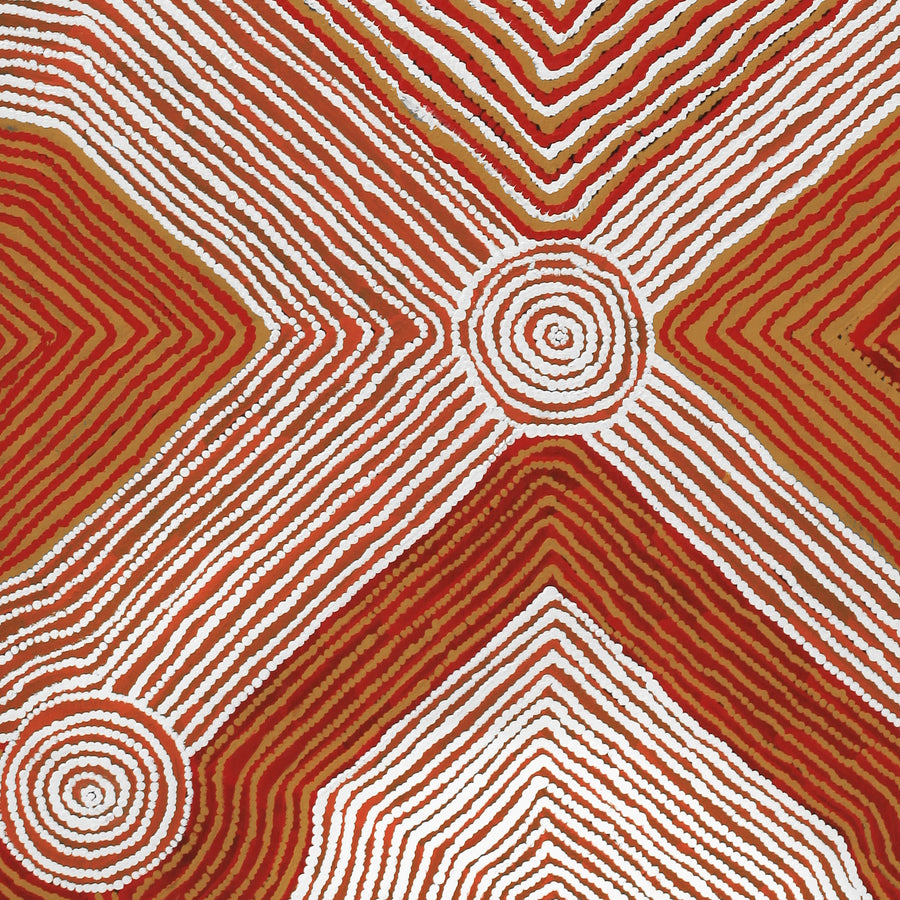Aboriginal Artwork by Geraldine Nangala Gallagher, Yankirri Jukurrpa (Emu Dreaming) - Ngarlikurlangu, 122x76cm