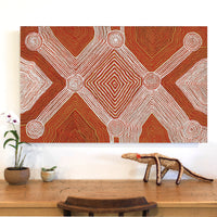 Aboriginal Artwork by Geraldine Nangala Gallagher, Yankirri Jukurrpa (Emu Dreaming) - Ngarlikurlangu, 122x76cm