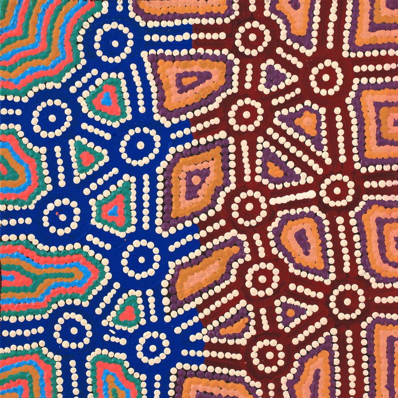 Aboriginal Artwork by Geraldine Nangala Gallagher, Yankirri Jukurrpa (Emu Dreaming) - Ngarlikurlangu, 30x30cm