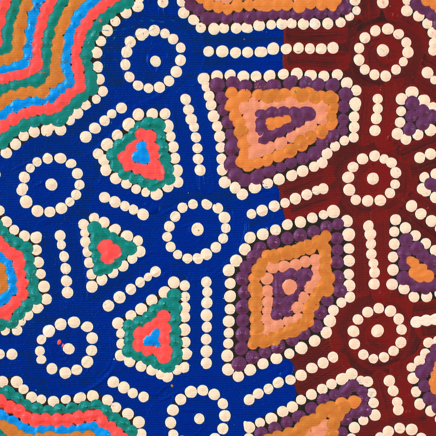 Aboriginal Artwork by Geraldine Nangala Gallagher, Yankirri Jukurrpa (Emu Dreaming) - Ngarlikurlangu, 30x30cm