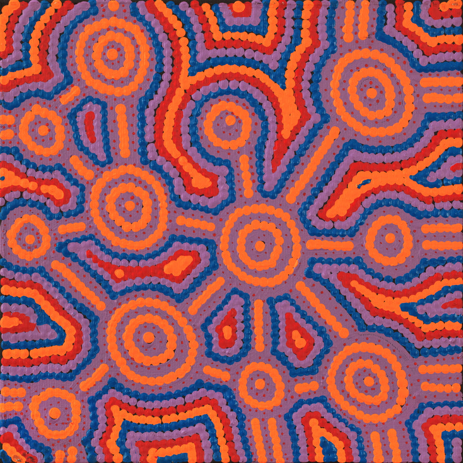 Aboriginal Artwork by Geraldine Nangala Gallagher, Yankirri Jukurrpa (Emu Dreaming) - Ngarlikurlangu, 30x30cm