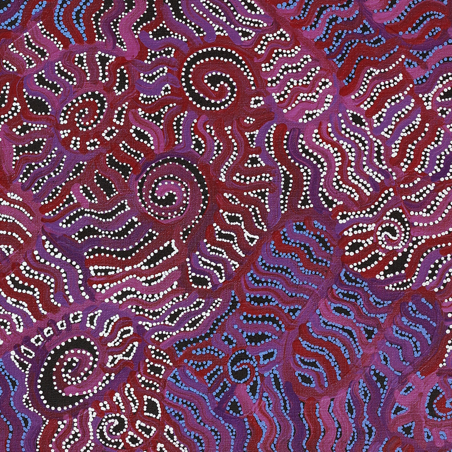 Aboriginal Artwork by Geraldine Nangala Gallagher, Yankirri Jukurrpa (Emu Dreaming), 61x61cm