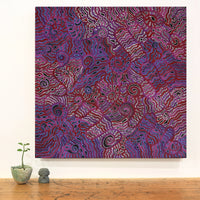Aboriginal Artwork by Geraldine Nangala Gallagher, Yankirri Jukurrpa (Emu Dreaming), 61x61cm