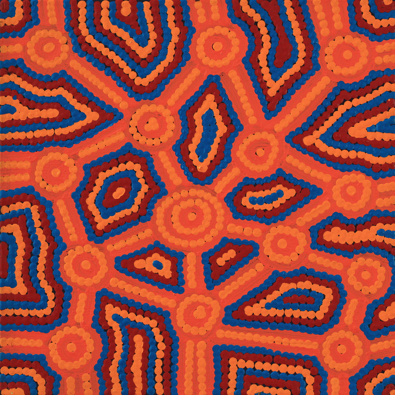 Aboriginal Artwork by Geraldine Nangala Gallagher, Yankirri Jukurrpa (Emu Dreaming) - Ngarlikurlangu, 30x30cm