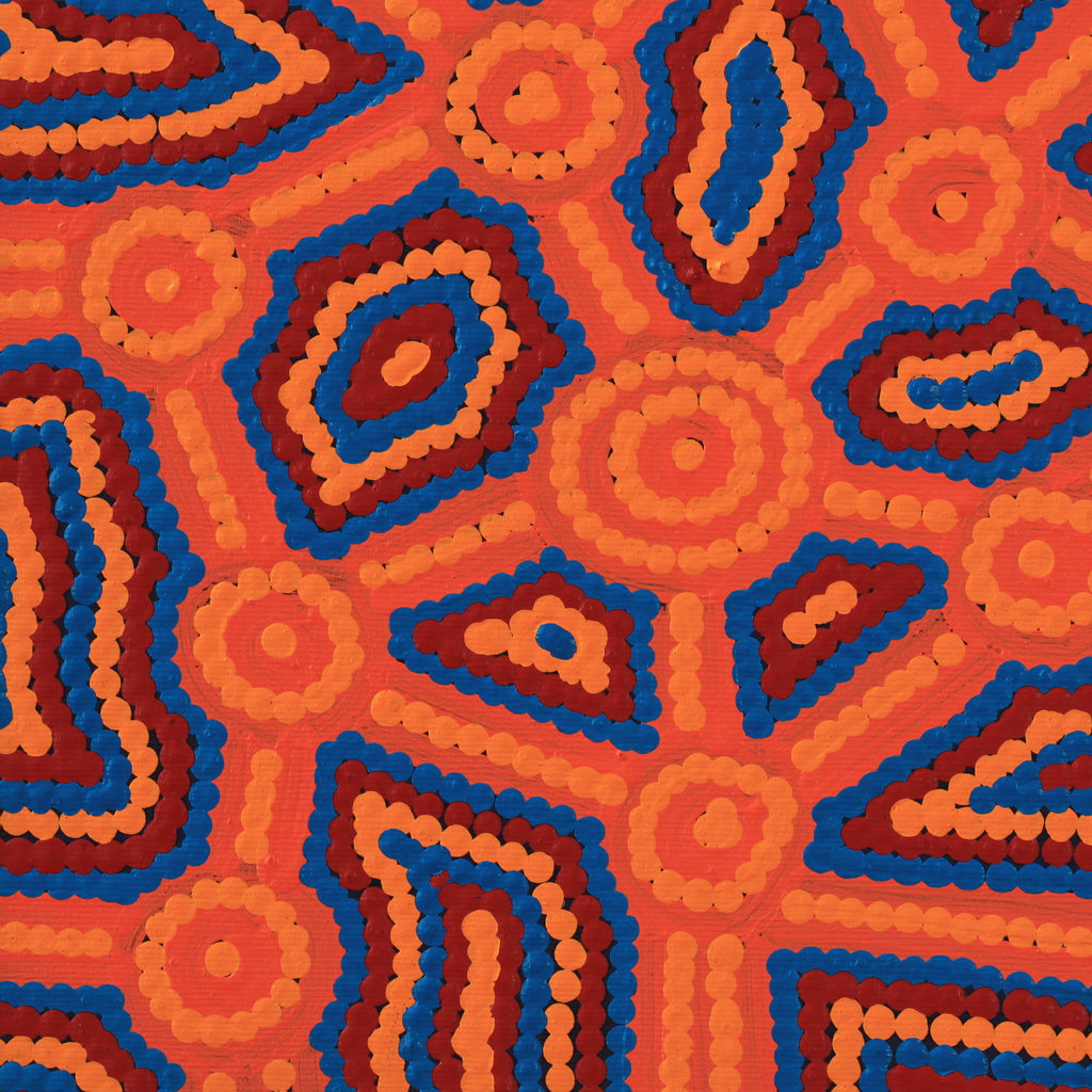 Aboriginal Artwork by Geraldine Nangala Gallagher, Yankirri Jukurrpa (Emu Dreaming) - Ngarlikurlangu, 30x30cm