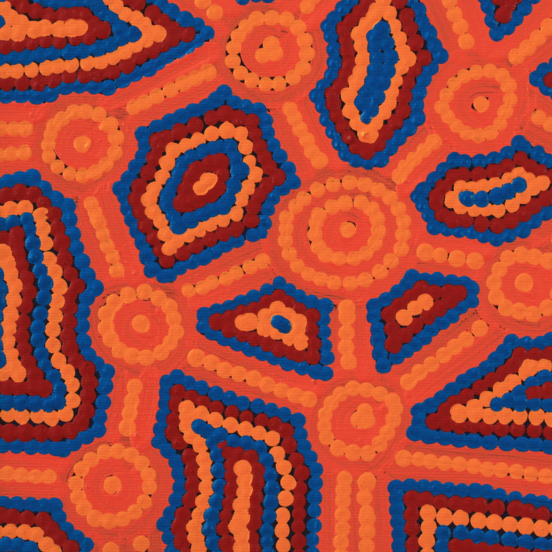 Aboriginal Artwork by Geraldine Nangala Gallagher, Yankirri Jukurrpa (Emu Dreaming) - Ngarlikurlangu, 30x30cm