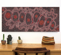 Aboriginal Artwork by Geraldine Napangardi Granites, Ngalyipi Jukurrpa (Snake Vine Dreaming) - Purturlu, 107x46cm