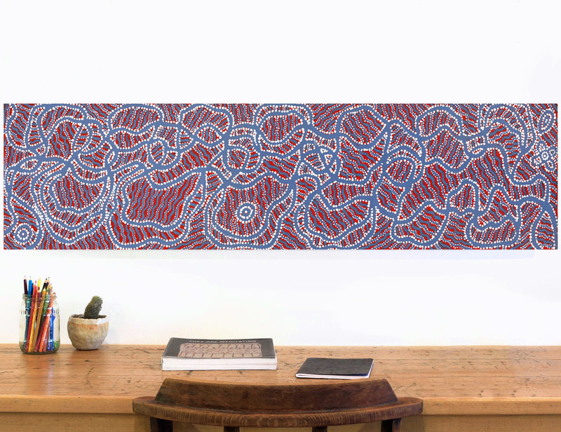 Aboriginal Artwork by Geraldine Napangardi Granites, Ngalyipi Jukurrpa (Snake Vine Dreaming) - Yanjirlpiri, 122x30cm
