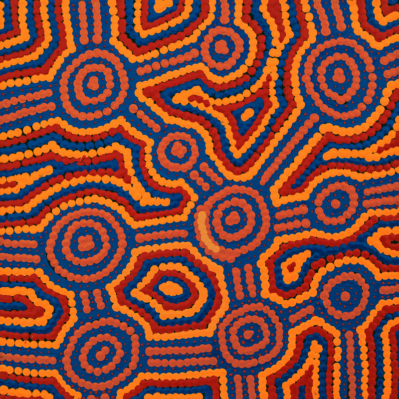 Aboriginal Artwork by Geraldine Nangala Gallagher, Yankirri Jukurrpa (Emu Dreaming) - Ngarlikurlangu, 30x30cm