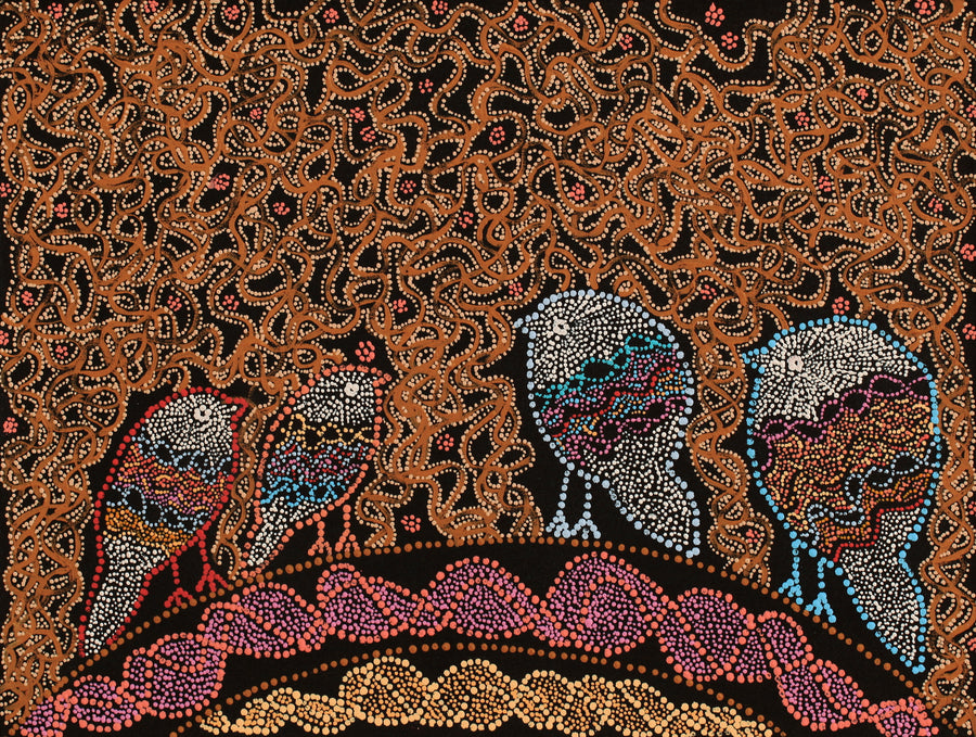 Aboriginal Artwork by Geraldine Napangardi Granites, Ngalyipi Jukurrpa (Snake Vine Dreaming) - Purturlu, 61x46cm