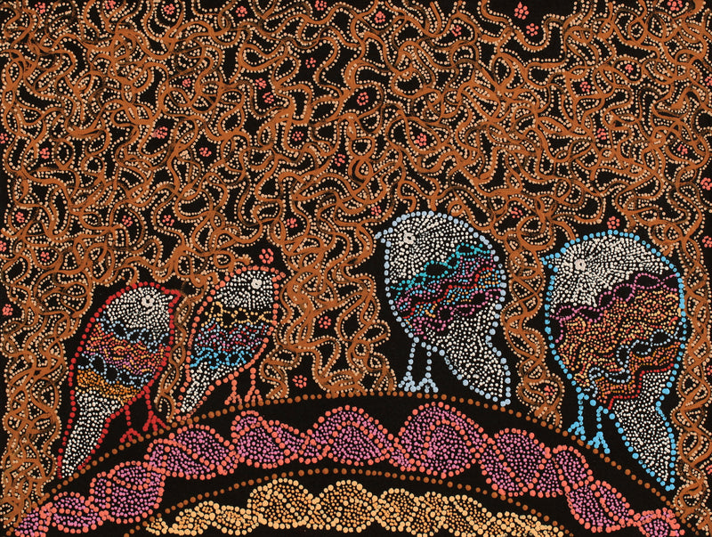 Aboriginal Artwork by Geraldine Napangardi Granites, Ngalyipi Jukurrpa (Snake Vine Dreaming) - Purturlu, 61x46cm