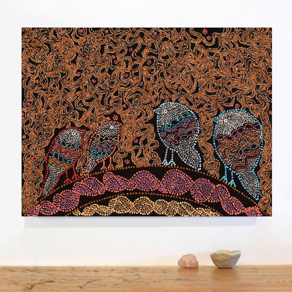 Aboriginal Art by Geraldine Napangardi Granites, Ngalyipi Jukurrpa (Snake Vine Dreaming) - Purturlu, 61x46cm - ART ARK®