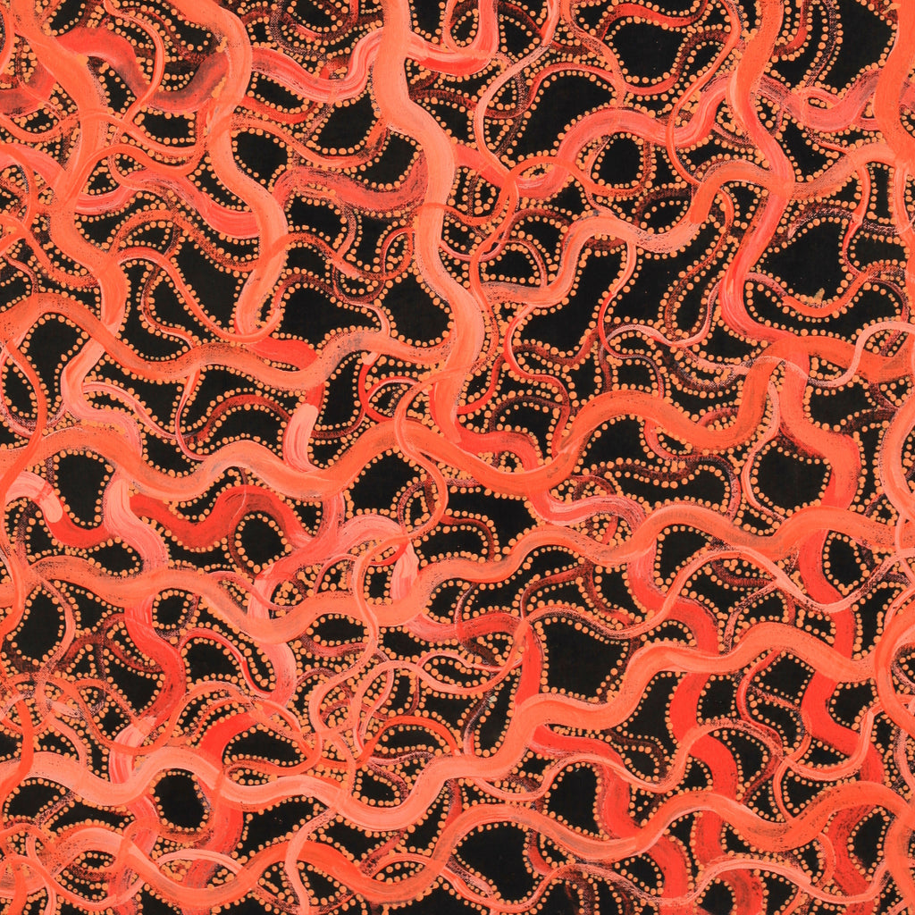 Aboriginal Artwork by Geraldine Napangardi Granites, Ngalyipi Jukurrpa (Snake Vine Dreaming) - Yanjirlpiri, 76x46cm
