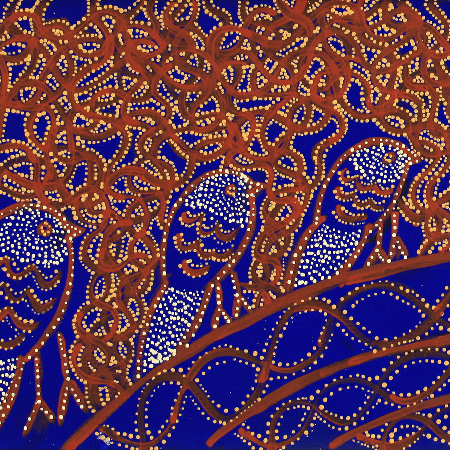 Aboriginal Artwork by Geraldine Napangardi Granites, Ngalyipi Jukurrpa (Snake Vine Dreaming) - Purturlu, 91x30cm
