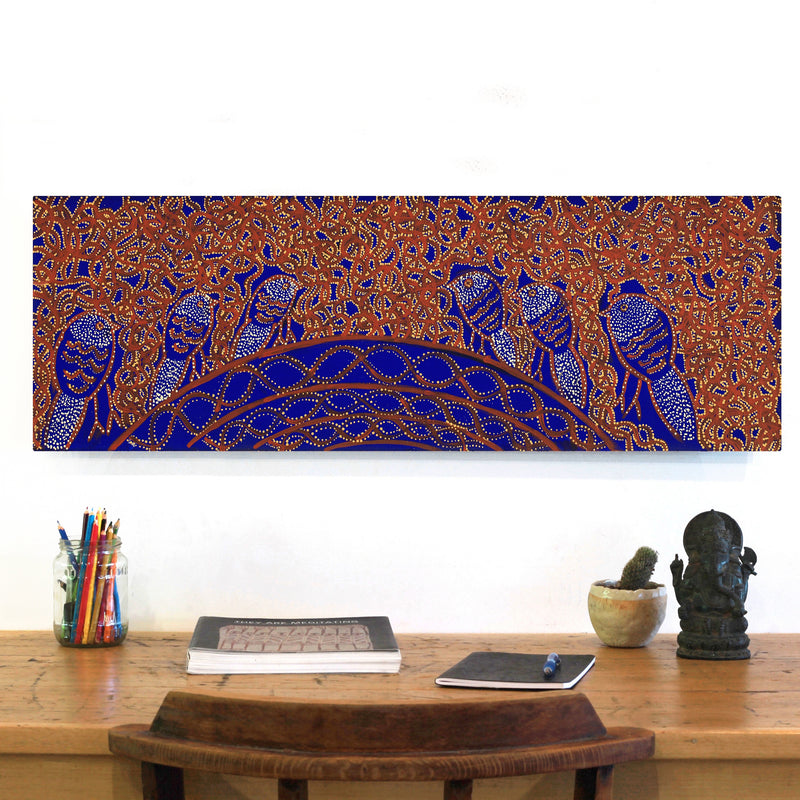 Aboriginal Artwork by Geraldine Napangardi Granites, Ngalyipi Jukurrpa (Snake Vine Dreaming) - Purturlu, 91x30cm