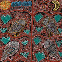 Aboriginal Artwork by Geraldine Napangardi Granites, Jurlpu kuja kalu nyinami Yurntumu-wana (Birds that live around Yuendumu), 91x46cm