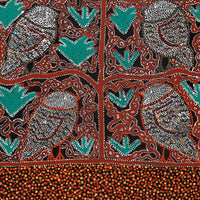 Aboriginal Art by Geraldine Napangardi Granites, Jurlpu kuja kalu nyinami Yurntumu-wana (Birds that live around Yuendumu), 91x46cm - ART ARK®