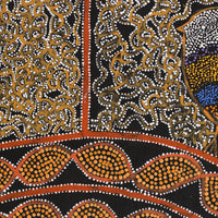 Aboriginal Artwork by Geraldine Napangardi Granites, Jurlpu kuja kalu nyinami Yurntumu-wana (Birds that live around Yuendumu), 91x61cm