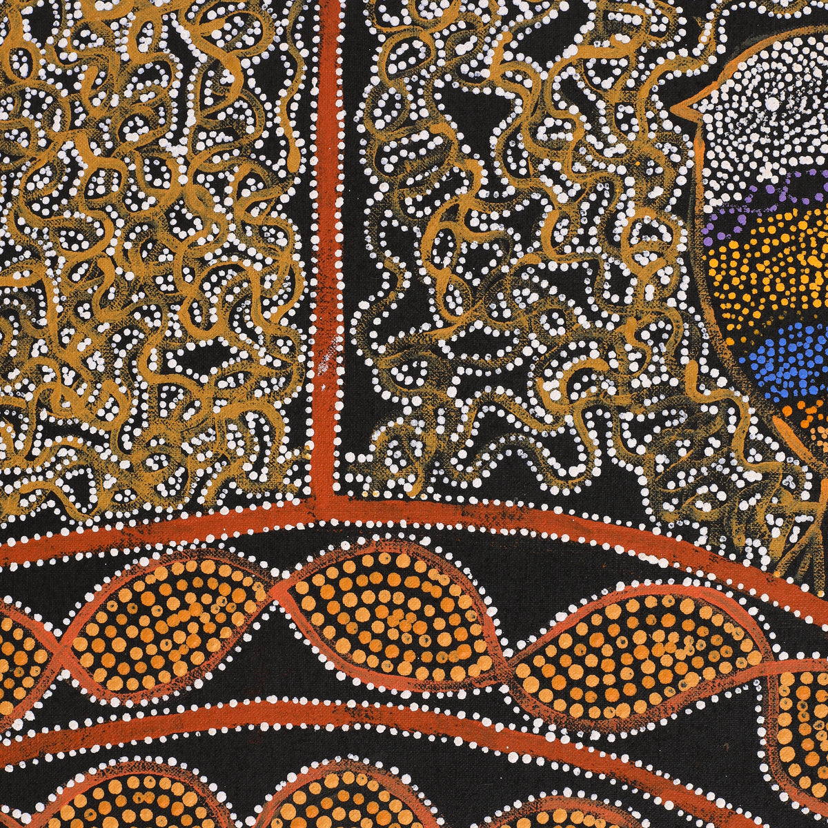 Aboriginal Art by Geraldine Napangardi Granites, Jurlpu kuja kalu nyinami Yurntumu-wana (Birds that live around Yuendumu), 91x61cm - ART ARK®