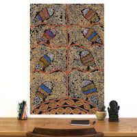 Aboriginal Artwork by Geraldine Napangardi Granites, Jurlpu kuja kalu nyinami Yurntumu-wana (Birds that live around Yuendumu), 91x61cm